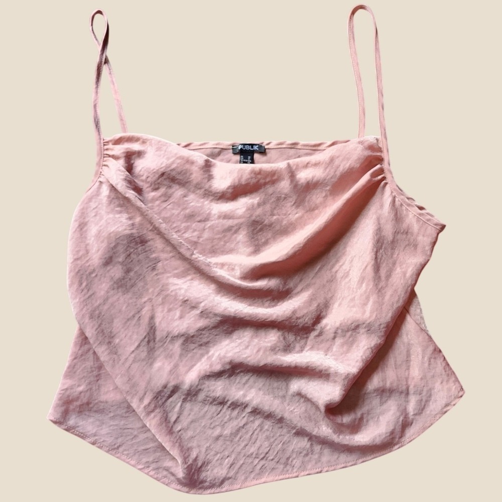 Publik Womens 3X Spaghetti Strap Pink Shimmer Mystical Chic Cowlneck Camisole